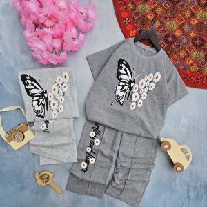 تیشرت شلوار گل و پروانه