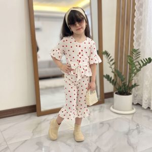 ست تاپ شلوارک نیم آستین قلبی